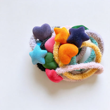 Fuzzy Star Elastic Hair Ties