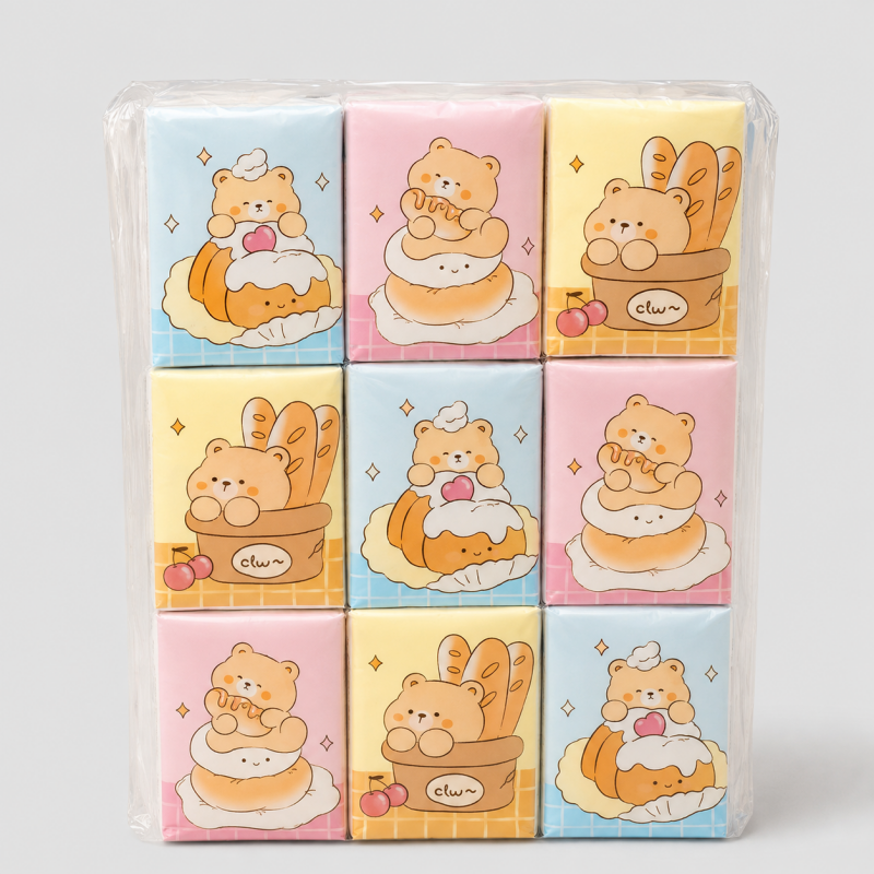 Pastel Bear Print Pocket Tissues Set