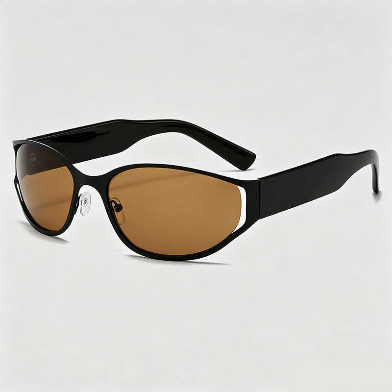 Hollow Oval Metal Y2K Women Sunglasses