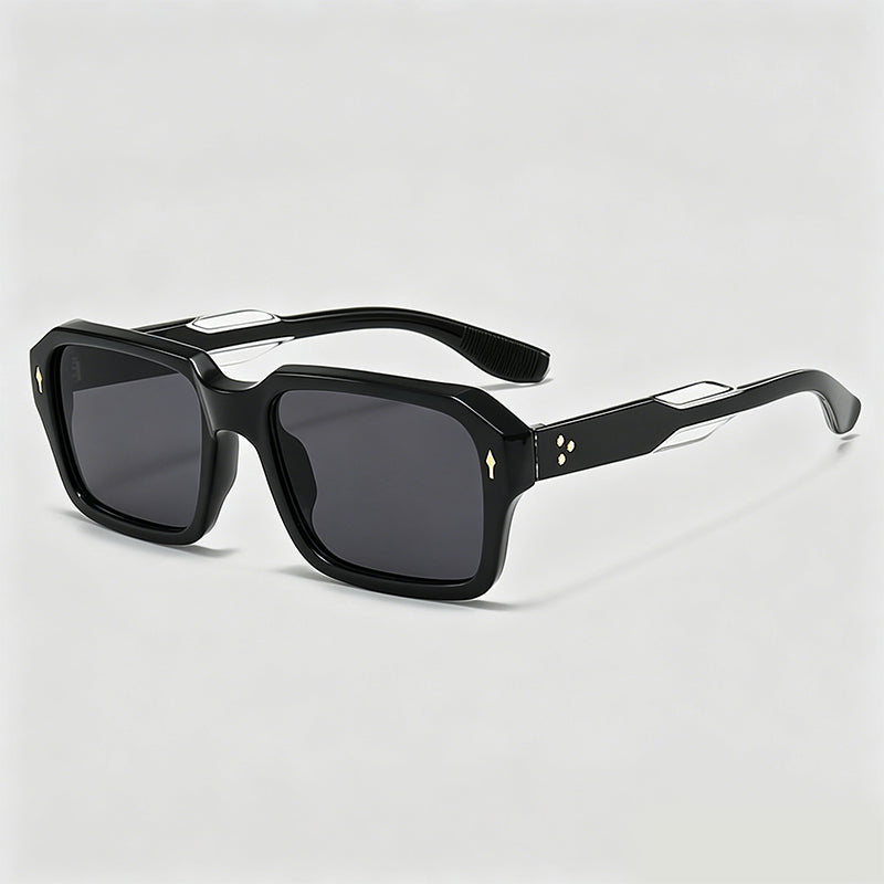 Square Retro Rivet Decor UV Protection Sunglasses