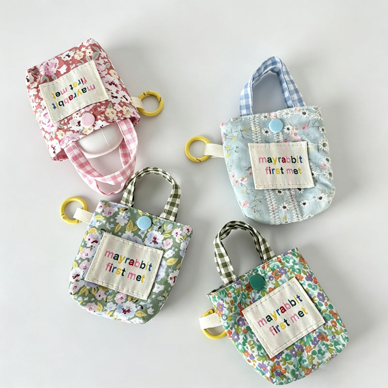 Floral Fabric Mini Key Pouch