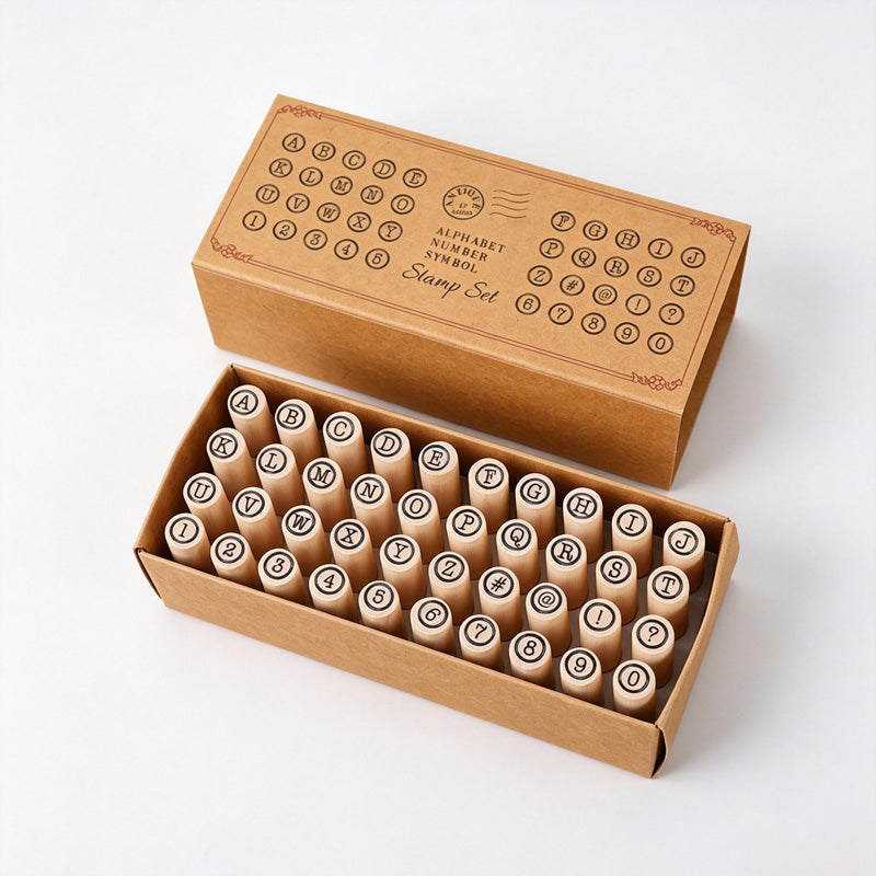 40 Piece Wooden Alphabet Letter Stamp Set