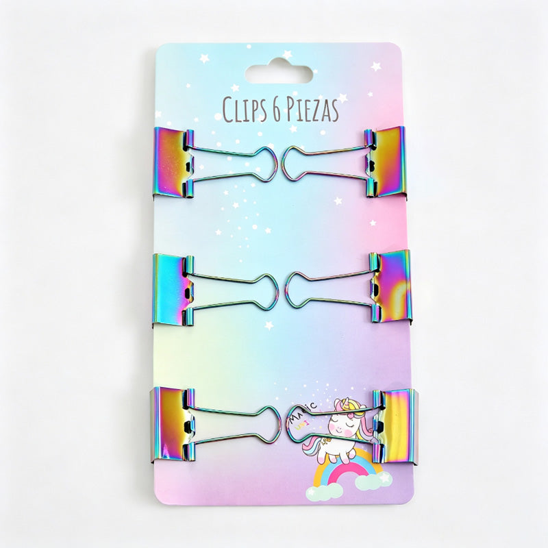 Iridescent Binder Clips Set