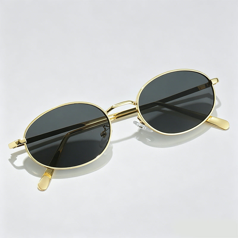 Retro Oval Vintage Metal Frame Sunglasses