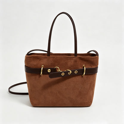 Faux Suede Mini Tote Crossbody Bag
