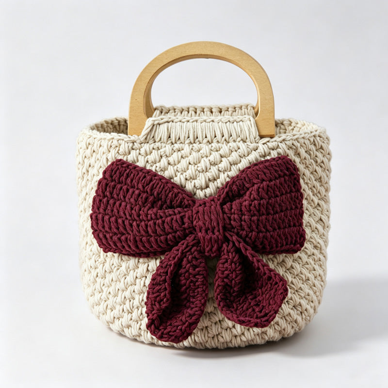 Bow Crochet Handle Bag