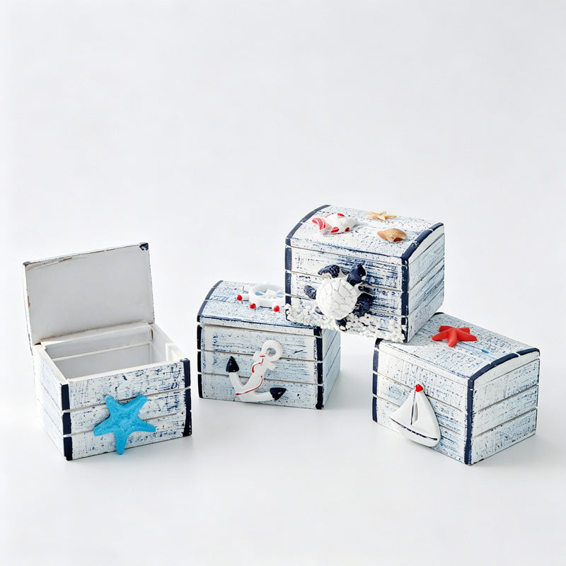 Wooden Ocean Themed Desktop Storage Box