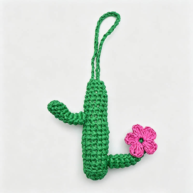 Woven Cactus Keychain Bag Char - Shopdayla Wholesale - #7154