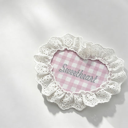 Heart Lace Coaster Gingham Cup Mat