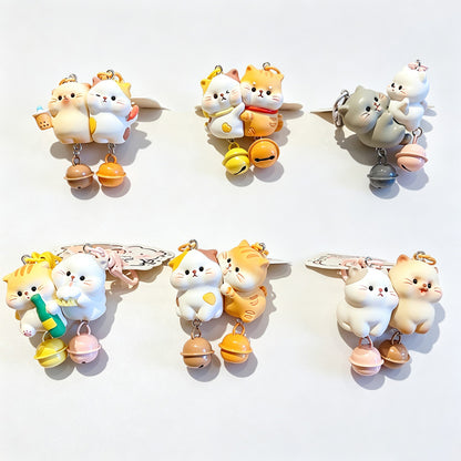 Magnetic 2‑Piece Resin Cat Keychain Set