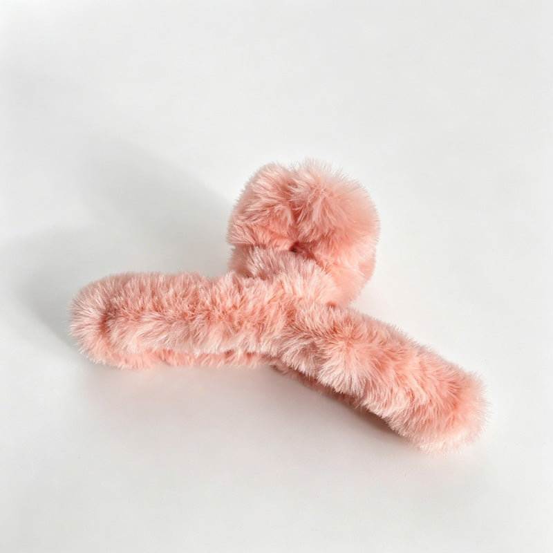 Fuzzy Bow Claw Clip
