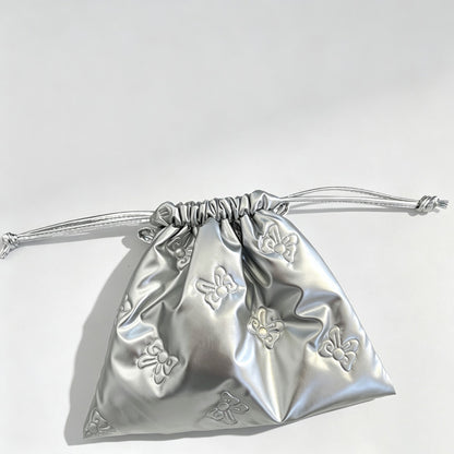 Embossed Bow Drawstring Storage Pouch