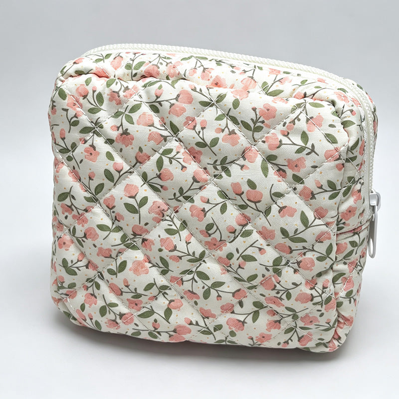 Floral Quilted Square Storage Pouch