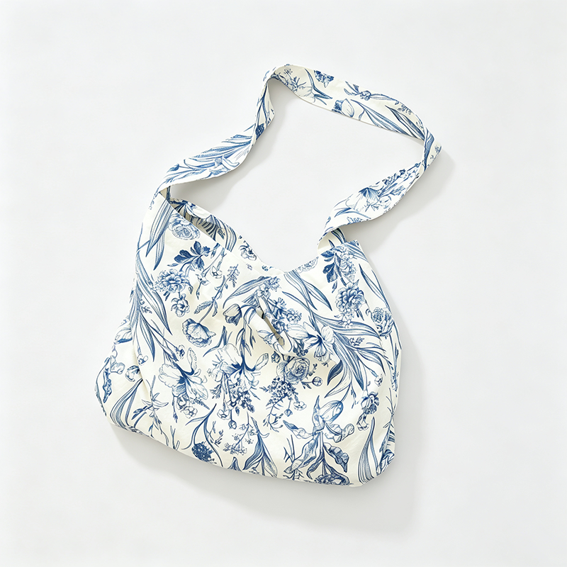 Blue Floral Print Shoulder Bag