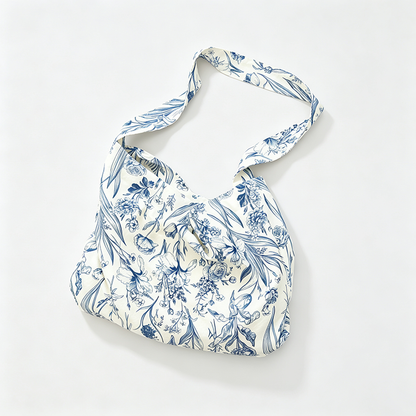 Blue Floral Print Shoulder Bag