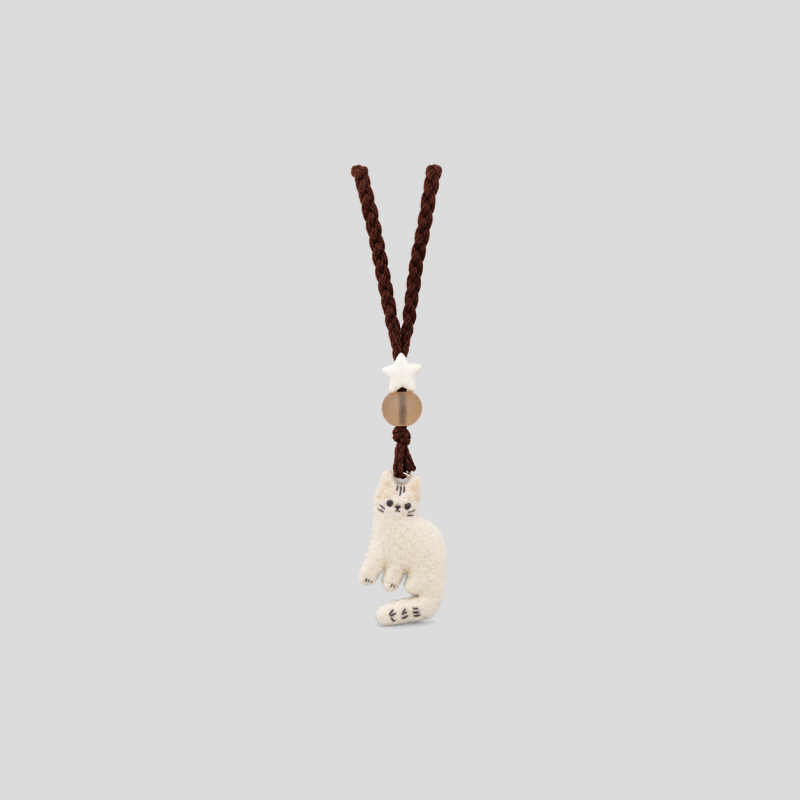 Knitted Cord Cat Pendant Necklace