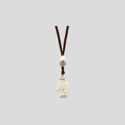 Knitted Cord Cat Pendant Necklace