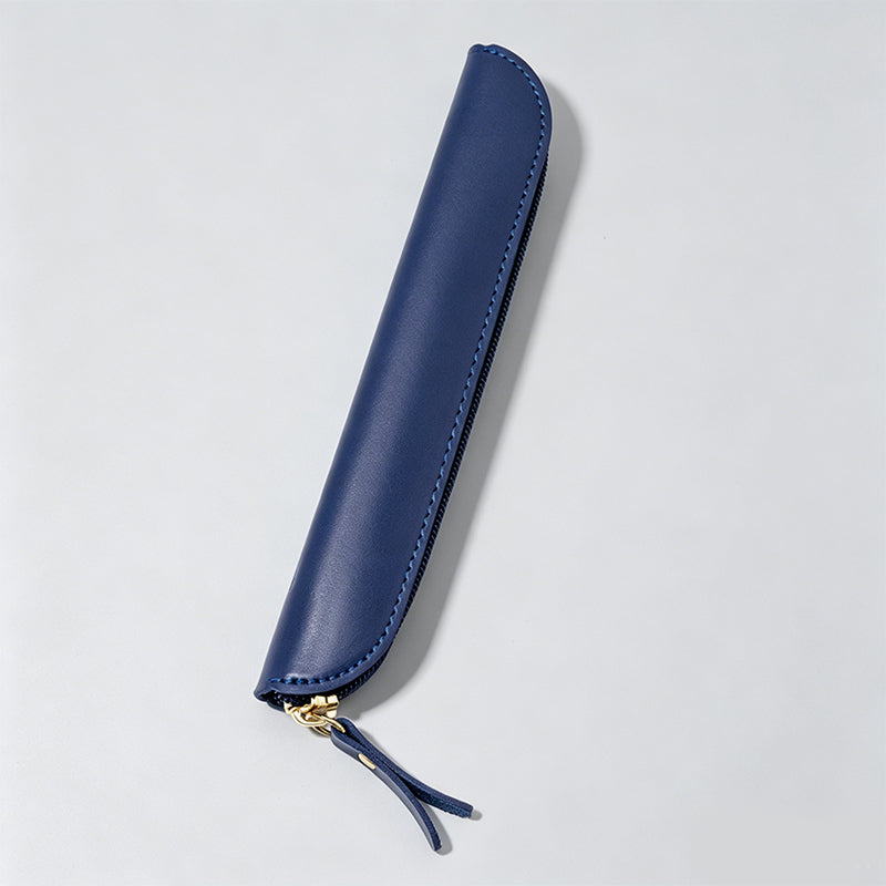 Solid Color Leather Pencil Case