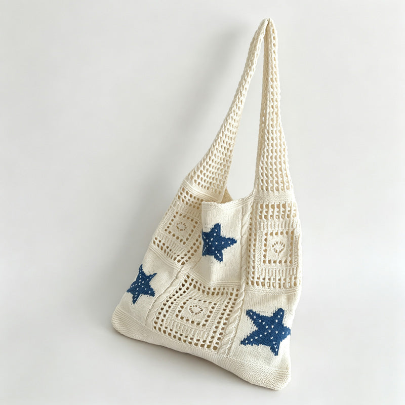 Starfish Patch Crochet Tote Bag