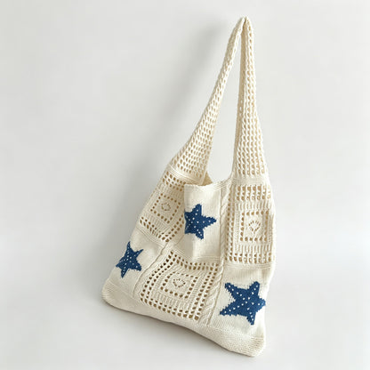 Starfish Patch Crochet Tote Bag