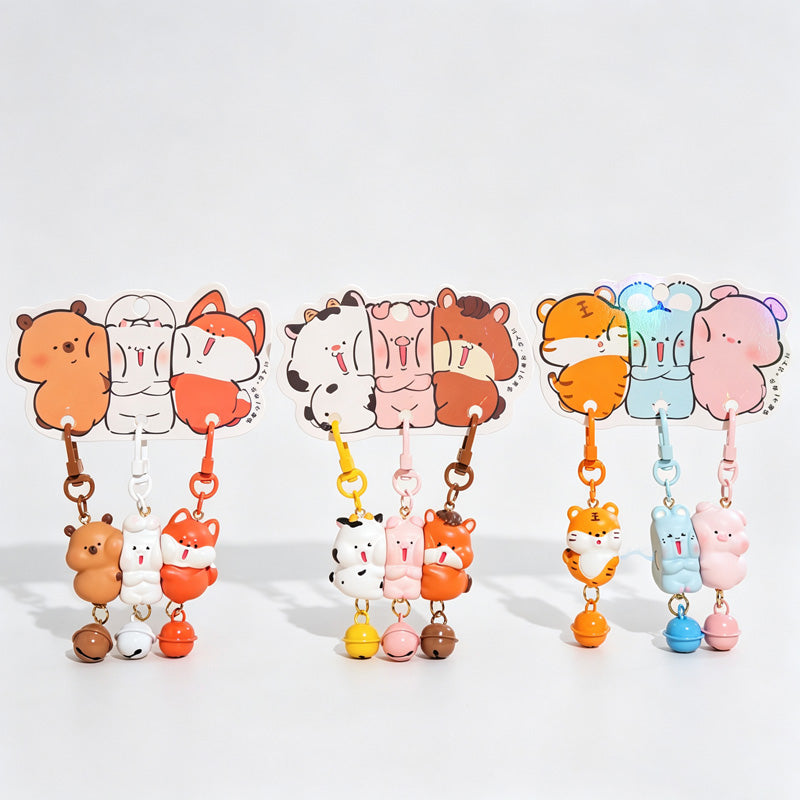 Magnetic 3‑Piece Resin Animal Keychain Set