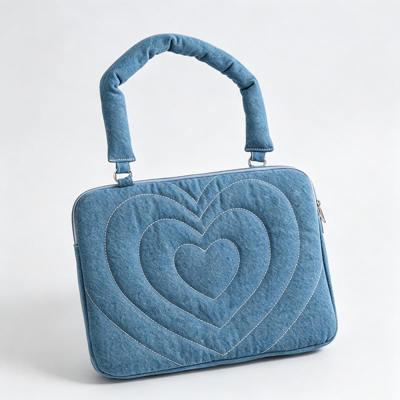 Denim Embroidered Handheld Laptop Sleeve