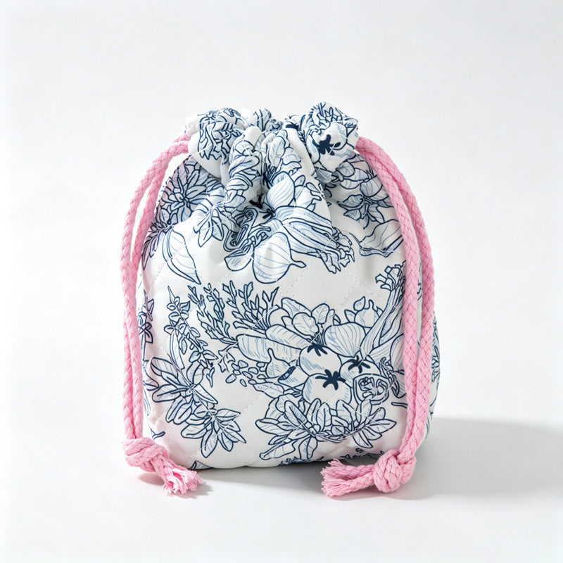 Floral Print Drawstring Storage Pouch