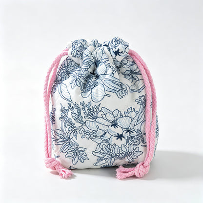 Floral Print Drawstring Storage Pouch