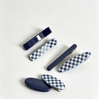 Plaid Alligator Hair Clip 2‑Piece Set