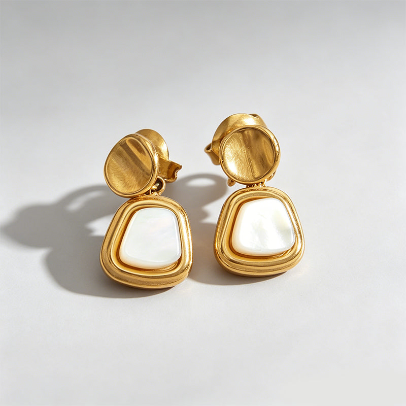 Vintage Natural Mother-of-Pearl Drop Earrings