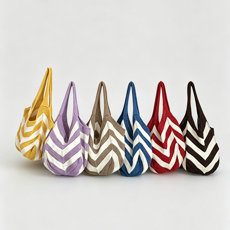 Chevron Stripe Knit Tote Bag