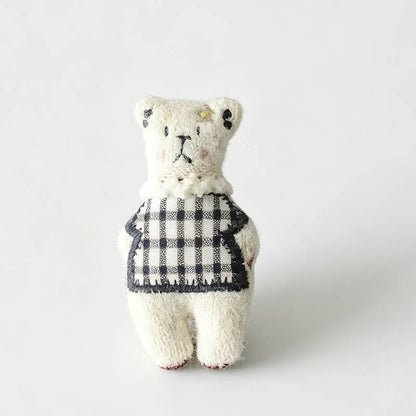 Playful Gingham Cloth Bear Brooch