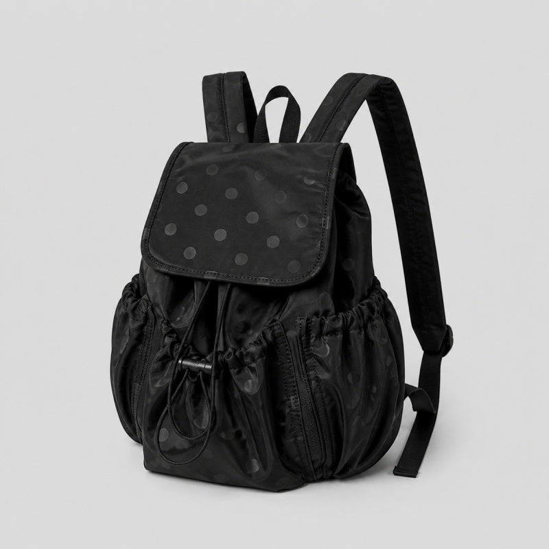Ruffle Drawstring Flap Backpack