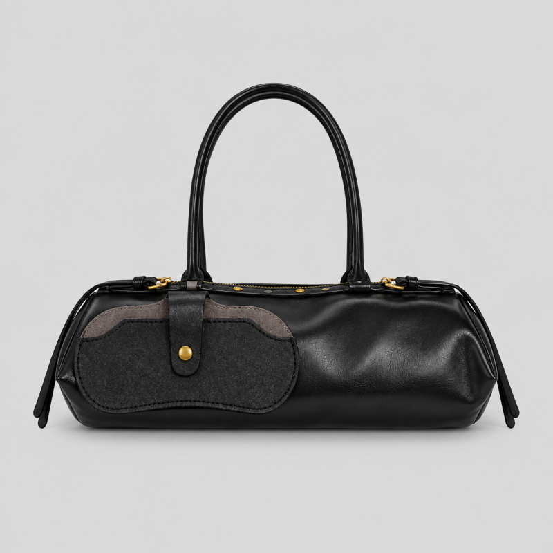 Solid Color Shoulder Handbag