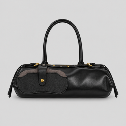 Solid Color Shoulder Handbag