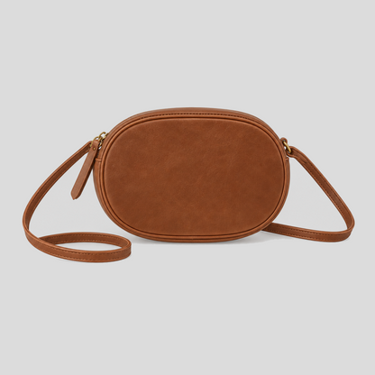 Oval Faux Leather Crossbody Bag