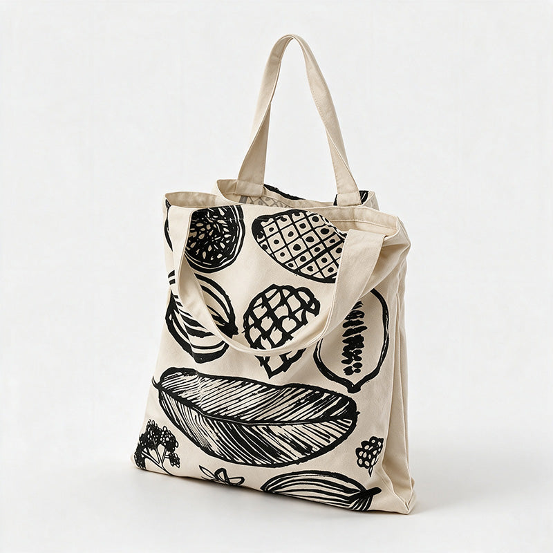 Leaf Print Canvas Tote Bag