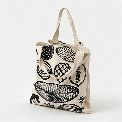 Leaf Print Canvas Tote Bag