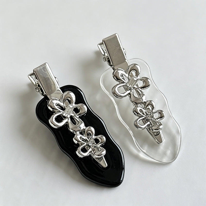 Metal Flower Alligator Hair Barrette
