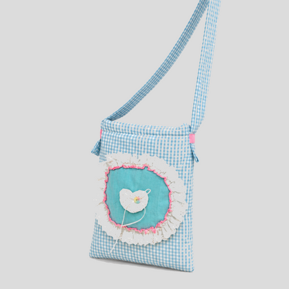 Plaid Heart Lace Shoulder Crossbody Bag