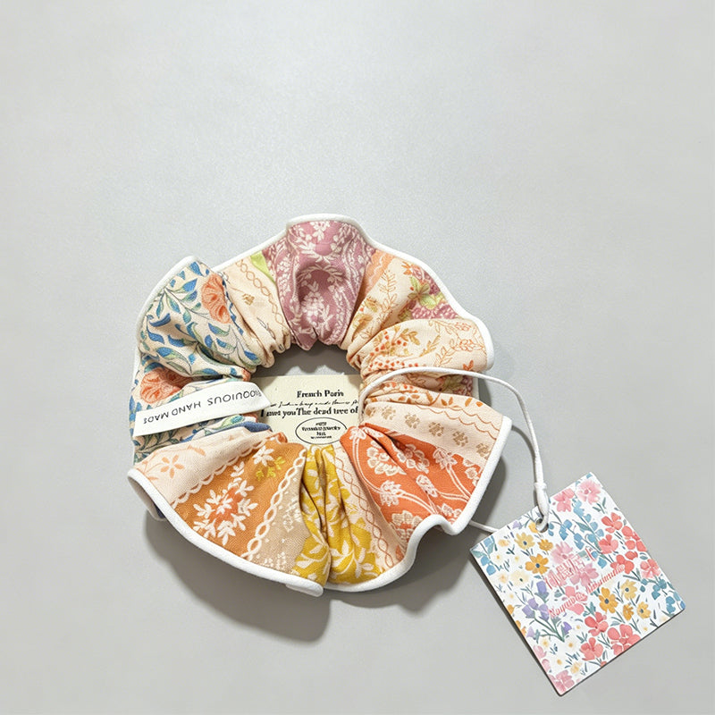 Bohemian Patchwork Floral Calico Scrunchie