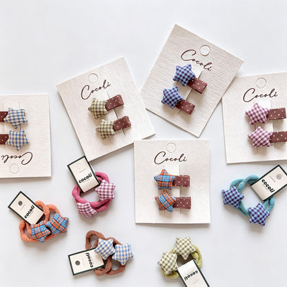 Plaid Star Fabric Hair Ties