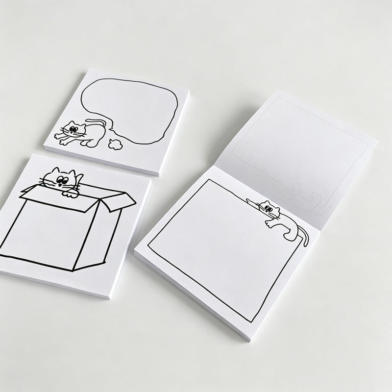 Line‑Art Cat Frame Non‑Sticky Notes