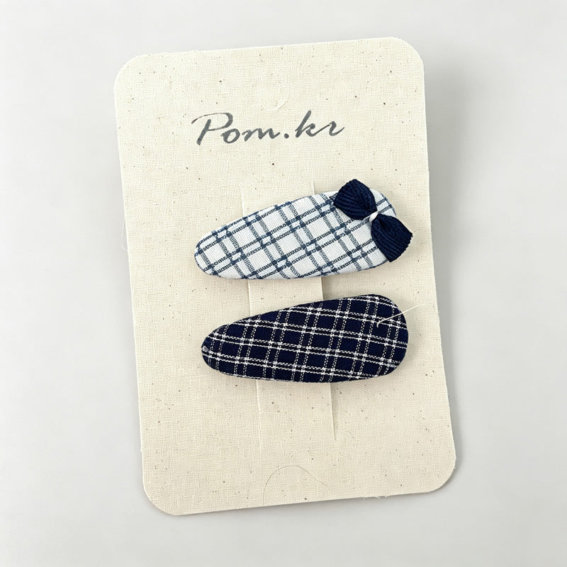 Grid Bow Hair Clips