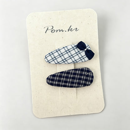 Grid Bow Hair Clips