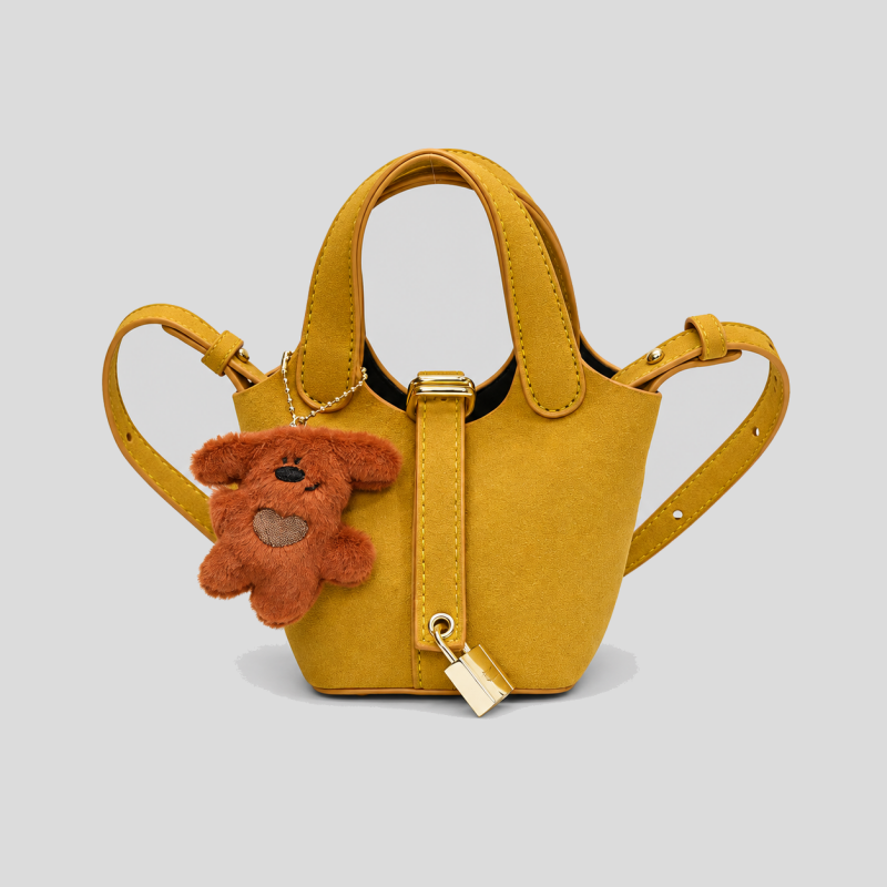 Bucket Crossbody Handle Bag with Charm