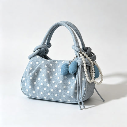 Polka Dot Handbag Crossbody Bag with Charm