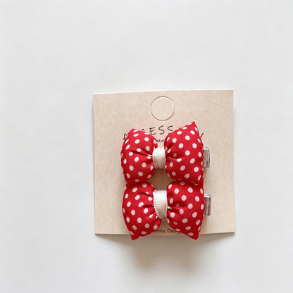 Red Polka Dot Heart Hair Clips