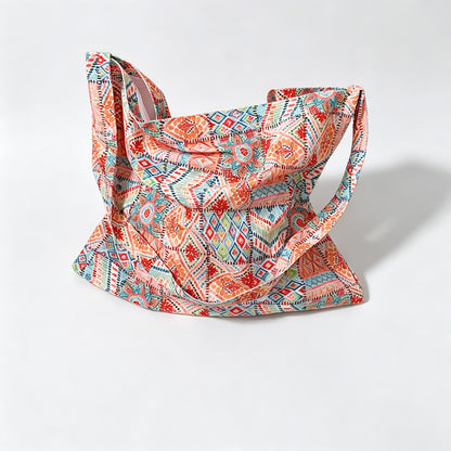 Boho Printed Quilted Shoulder Tote Bag
