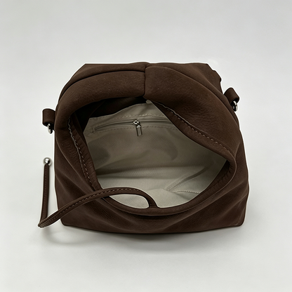 Faux Suede Bow Shoulder Bag